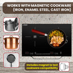 Equator 21" Portable 2-Burner Induction Cooktop LIGHT with ALUMINUM HANDLE 110V