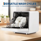 CazToi 10-Minute Quick Wash Portable Dishwasher with Powerful 162��F Hot Air Drying, 6 Cycles Compact Countertop Design No Installation