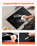 KFFKFF Induction Stove, 1800W Electric Countertop 2 Burner, Electric Cooktop with Touch Controls, Integrated Induction Stove with 9 Energy Levels, Safety Feature for Kids, Timer Function, Glass Top