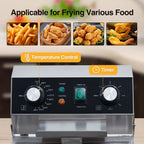 Electric Deep Fryer,Tank Stainless Steel Deep Fryer, Temperature Control, Countertop Fryer for Home Kitchen and Restaurant, 110V