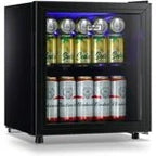 WANAI Compact Beverage Refrigerator, 100 Can Capacity, Glass Door, Black Stainless Steel