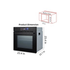 24" Built-in Electric Ovens with 70L Capacity, 3000W Single Wall Oven with View Window, Steam & Grill Oven 2 in 1, 8 Cooking Functions & 108 Automatic Recipes, 3D Surround Heating, LED Screen