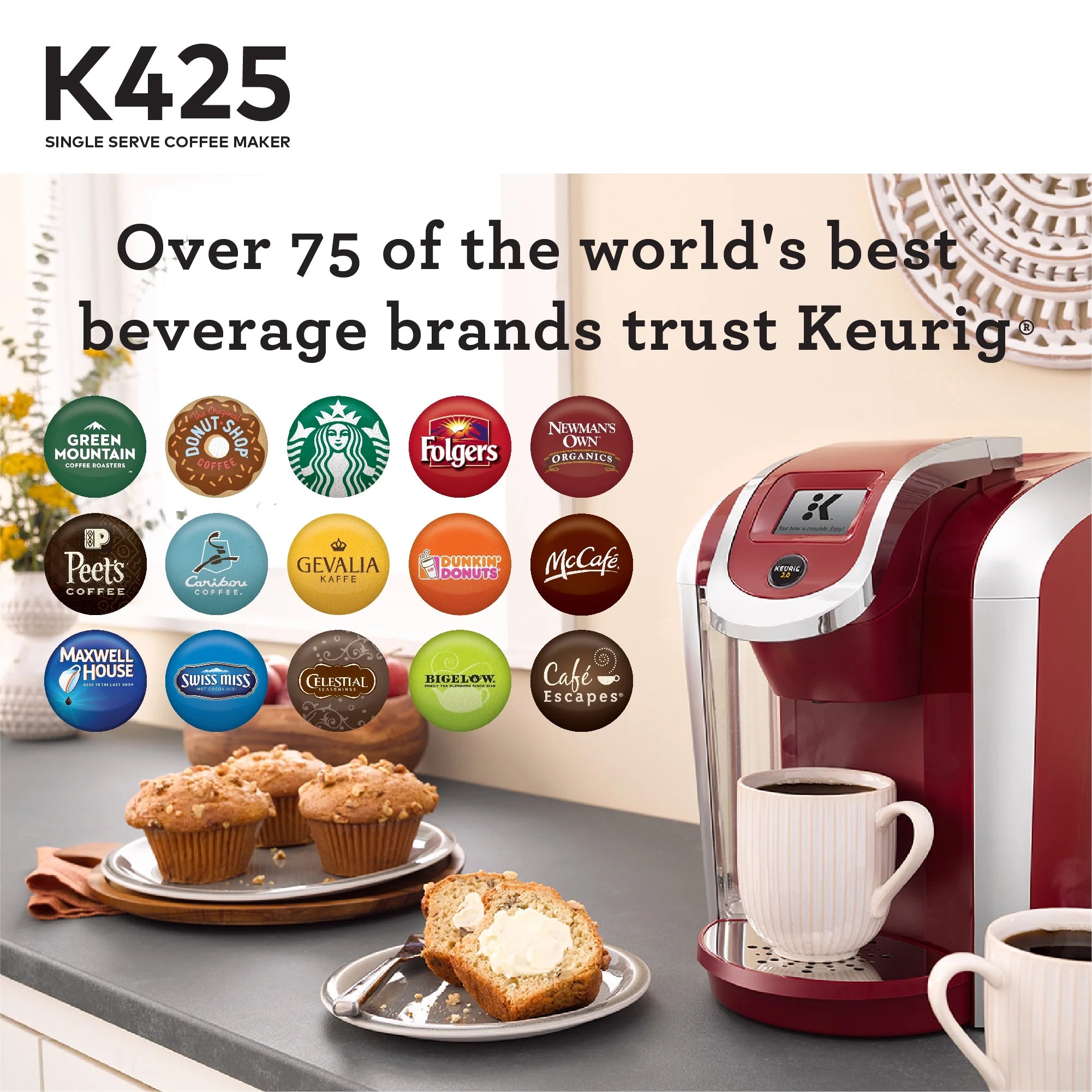 Keurig K425 Single Serve K-Cup Pod Vintage Red Coffee Maker