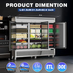 Coolski 82" W Commercial Freezer 72 Cu.ft 3 Door Reach-in Stainless Steel Commercial Freezer
