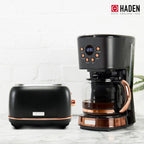 Haden Heritage 2 Slice Wide Slot Toaster & Coffee Maker, Black & Copper