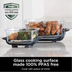 Ninja Crispi 5-in-1 Portable Glass Air Fryer Cooking System FN103BF, British Racing Green with Soft Gold Trim, 1500W, New