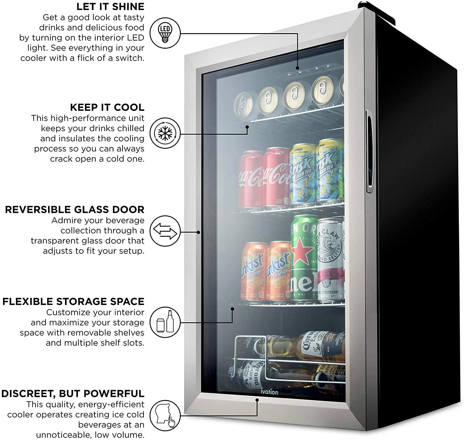 Ivation 101-Bottle Wine Cellar, Freestanding Mini Fridge - Stainless Steel