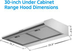 Midea  30 inch Under Cabinet Ducted/Ductless Convertible Range Hood, Stainless Steel, MVU30W6AST