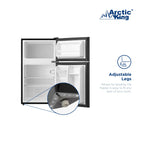 Arctic King 3.2 Cu ft Two Door Mini Fridge with Freezer, Stainless Steel, E-Star