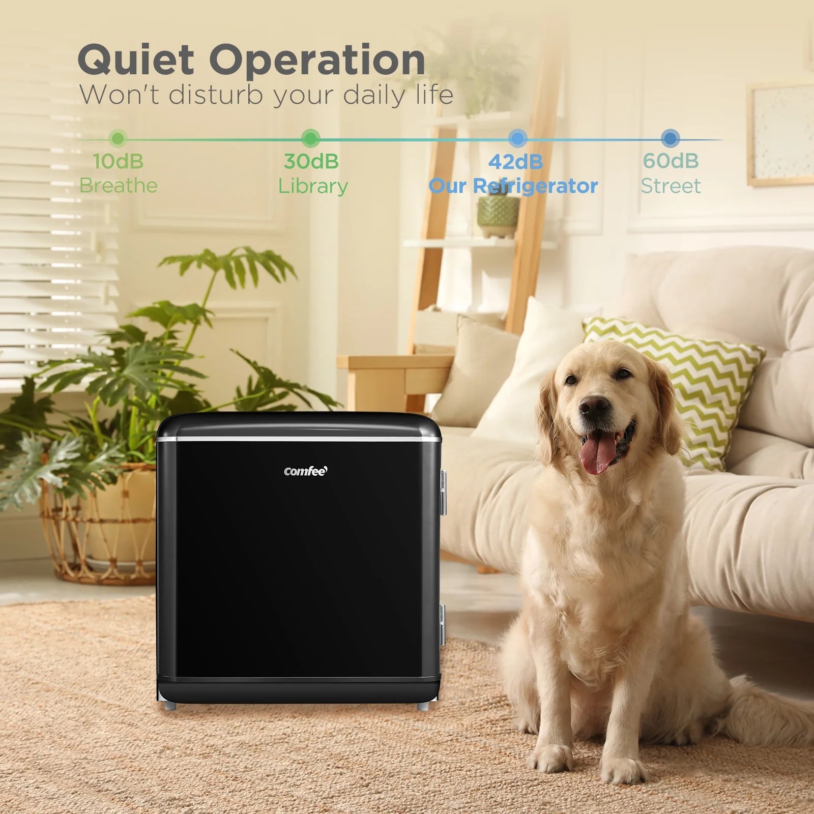 Comfee' 1.7 Cu.Ft Mini Fridge, Compact Retro Refrigerator, Energy Saving, Low Noise, Adjustable Thermostat, Single Door Small Fridge with Chiller Box for Bedroom, Office