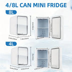 Mini Fridge with LED Lights - 1.06/2.11Gal Portable Beauty Fridge for Cosmetics, Skincare & Medicine - Compact Cooler & Warmer for Home, Travel, Dorm - Space-Saving Gift Idea