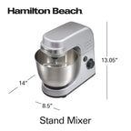 Hamilton Beach 4 Quart Stand Mixer for Kitchen, 7 Speeds, Tilt-Head, Dough Hook, Whisk & Flat Beater, White