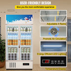 KFFKFF 23 cu.ft. 2Glass Door Commercial Refrigerator Commercial Refrigerator with Illuminated LED Upright Drink Chiller ( Dual Swinging Door)