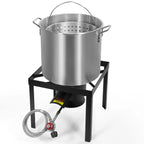 Barton 64 Qt. Aluminum Turkey Deep Fryer Pot With Injector Thermometer Kit and 100,000 BTU Outdoor Propane Stove Burner Stand for 28Lb Turkey, Outdoor Cooking Seafood Boiler Roaster Crawfish Boiling