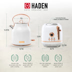 Haden Heritage 1.7 Liter Electric Kettle with 2 Slice Bread Toaster, White