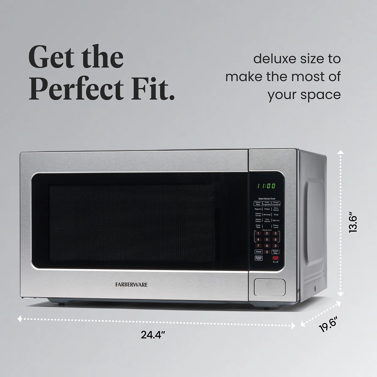 Farberware FMGZ09BKA 0.9 Cu. Ft. Microwave Oven, 900W, Digital Control, LED Display, 6 Cooking Presets, Black