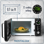 Nostalgia Retro Compact Countertop Microwave Oven - 0.7 Cu. Ft. - 700-Watts with LED Digital Display - Child Lock - Easy Clean Interior - Orange