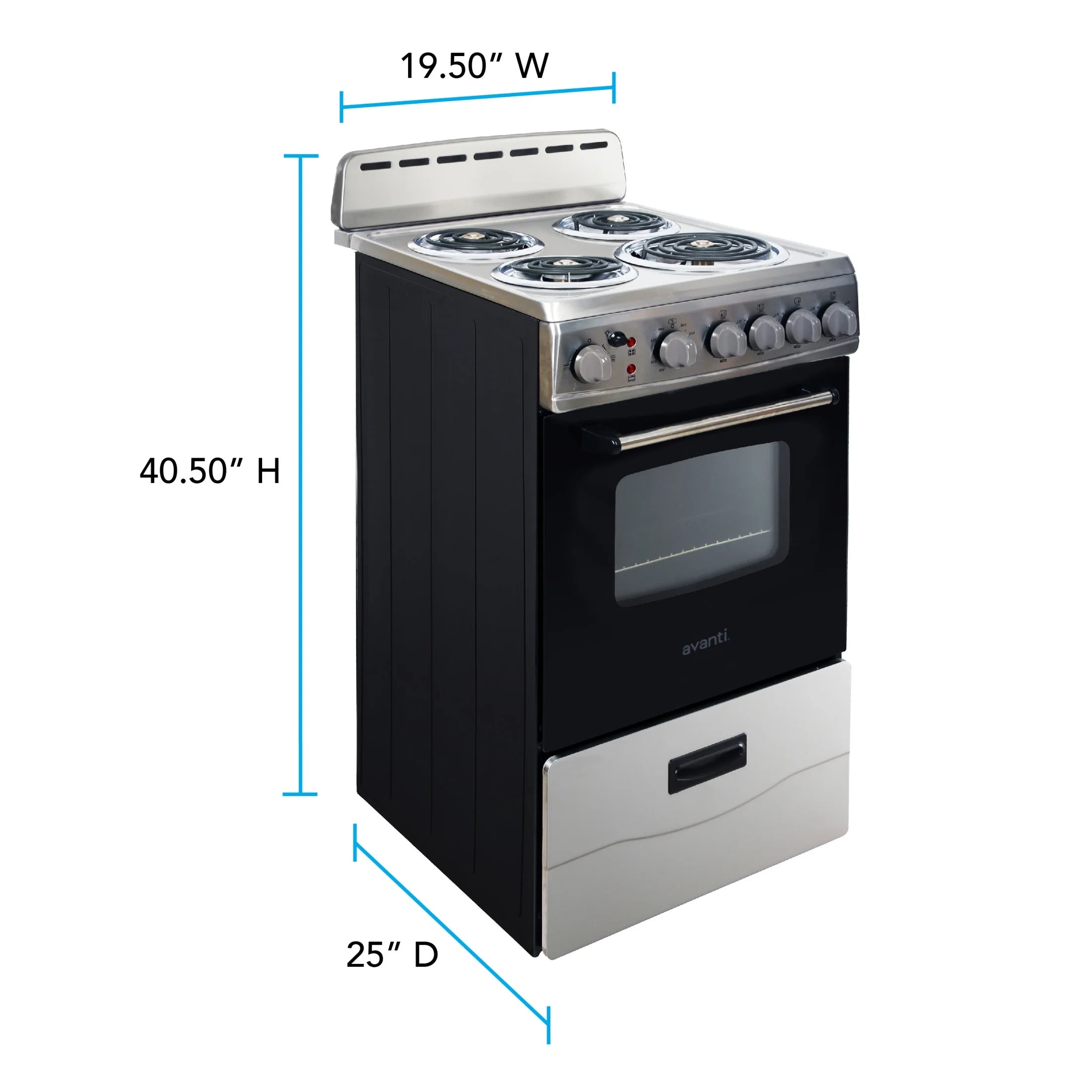 Avanti 20" Electric Range Oven with Framed Glass Door, in Stainless Steel (ERU200P3S)