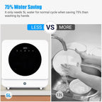 Portable Dishwasher Countertop, 6 Washing Programs Tabletop Dishwasher with 5 L Built-In Water Tank, Air-Dry Function, LED Display & Touch Control, Dual Spray Rinsing, Self Absorbing Water Dishwasher