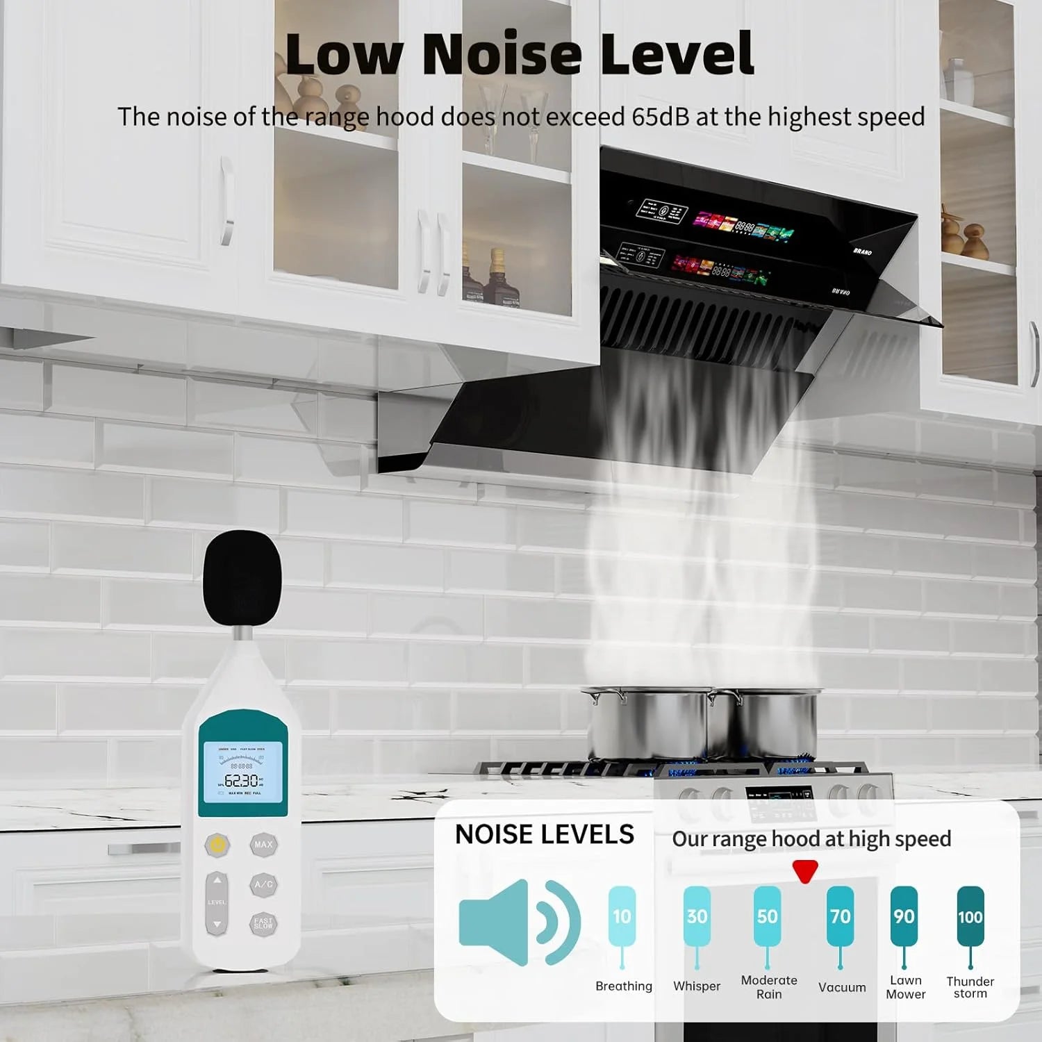 Range Hood 30 inch with 900CFM, Voice/Gesture Sensing/Touch Control Panel, Unique Side-Draft Design for Under Cabinet Modern Kitchen Hood, Ducted/Ductless Convertible