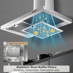 30-inch Wall Mount Range Hood 450CFM - Stainless Steel Kitchen Vent Hood, Ultra Quiet 55dB, Ducted/Ductless Convertible, 3-Speed + LED Light, Dishwasher-Safe Baffle Filters 120V