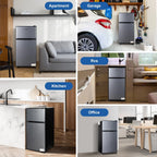 3.5 Cu.Ft Mini Fridge Freezer, 2 Door Small Refrigerator, 7 Level Adjustable Thermostat Freezer Fridge for Living Room, Kitchen and Apartment, Sivelr