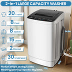 Qhomic Portable Washing Machine, 20lbs Portable Washer with 4 Wash Programs 4 Water Levels 3 Water Temperatures LED Display, Fully Automatic Washing Machine Drain Pump for Home, RV, Dorm
