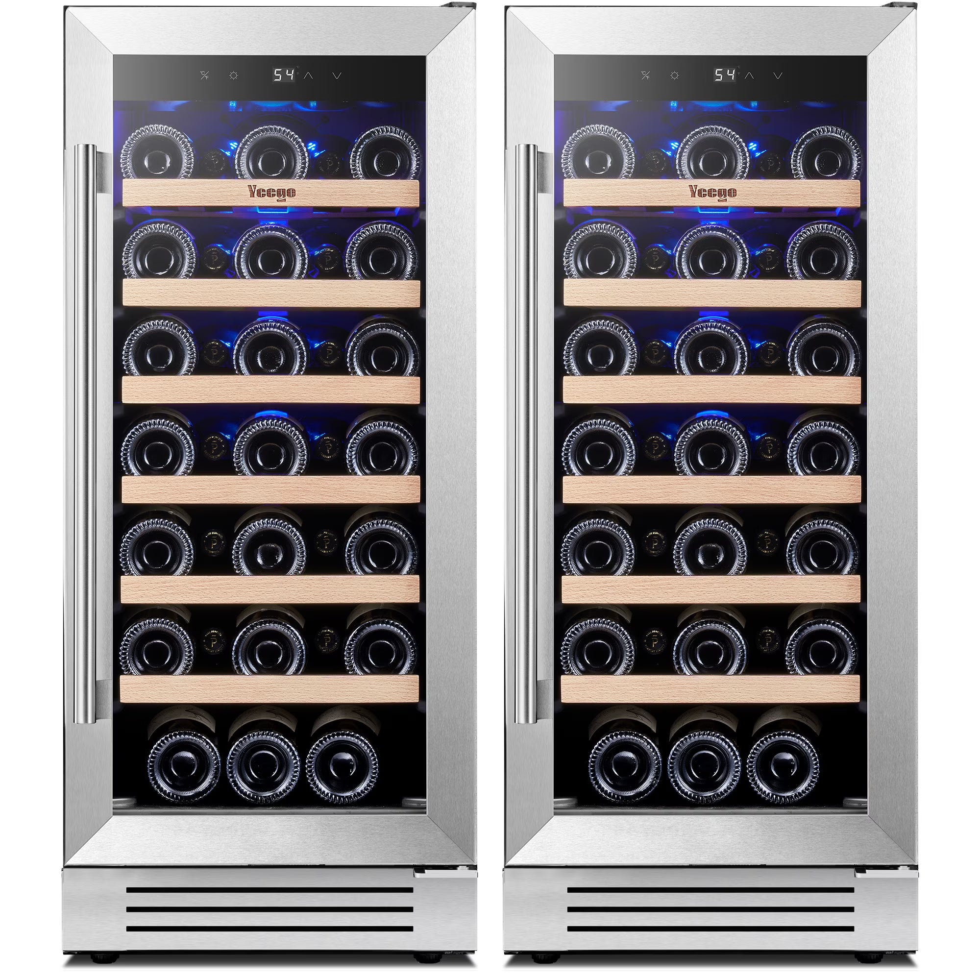 Yeego 30" Wine and Beverage Refrigerator,Two 15" Wine and Beverage Cooler Under Counter or Freestanding, Hold 33 Bottles and 80 Cans(Two Pack)