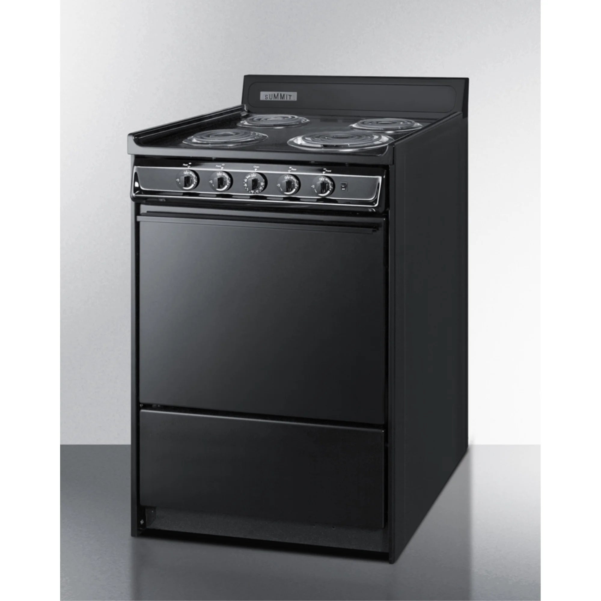 24" wide electric coil range in black