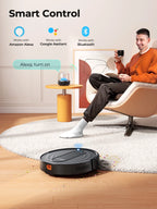 AIRZEEN Robot Aspirador 3000Pa, Robot Aspirador Inteligente con Alexa, para Alfombras, Suelos Duros y Hogar, Negro