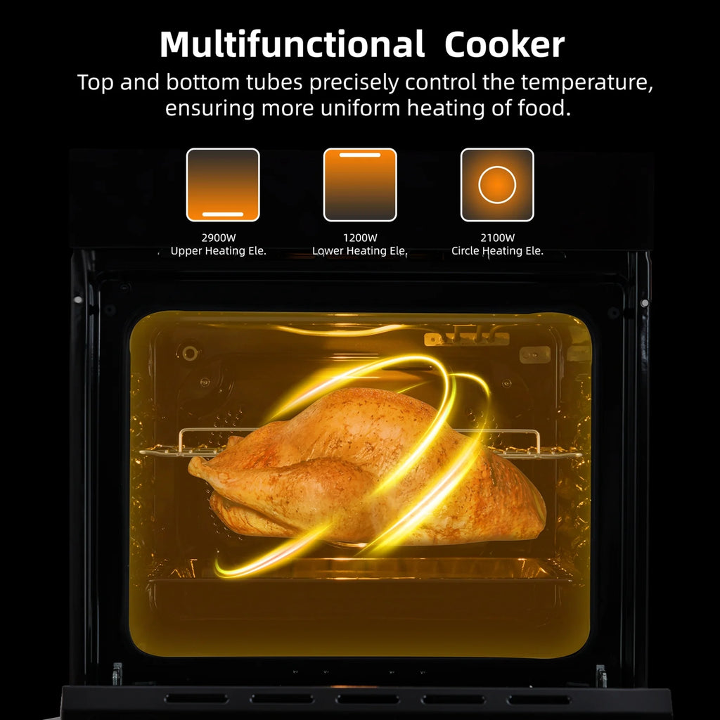 Aoile 24" Built-in Single Wall Convection Oven with 2.5 Cu.Ft. Capacity, 3000W Electric Oven with 7 Cooking Modes, Mechanical Knobs Control