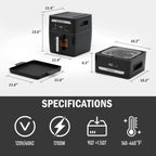 Bluebow 9QT  Air Fryer & Grill Pan Combo, Large Capacity, 8 Preset Functions, Non Toxic, Non-Stick, View Window, Black
