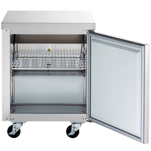 29 in. Worktop/Undercounter Freezer 7 Cu.Ft. Commercial Freezer in Stainless Steel, NSF Certified