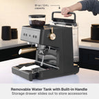 Thyme & Table Barista Grade Espresso Machine with 15-Bar Pressure, Conical Burr Grinder and Steam Wand, Sand White