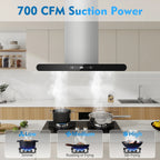 30" Island Range Hood 700CFM, Stainless Steel, Gesture/Touch/Remote Control, LED Light?
