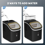 Auseo 45lbs/24H Ice Maker Countertop, 1.5+0.5L Large Water Tank, Cube Ice, Self-Cleaning,  24H Timer, Customizable Ice Making Time, Black