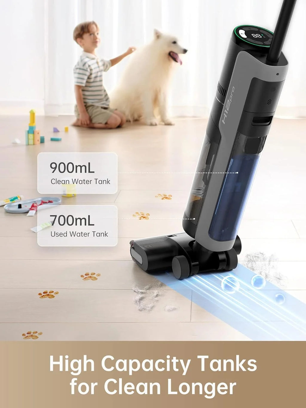 Dreame H12 Pro 900ml, 300W HP Wet Dry Vacuum Cleaner for Hard Floors with Accessories Included
