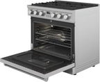 36 In. 6.0 Cu. Ft. Gas Freestanding Range with 6 Sealed Burners Gas Cooktop, Cast Iron Grates and Primary Convection Oven In Stainless Steel