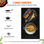 KFFKFF 2 Burner Electric Cooktop, 12 -Inch Built -In Electric Stove Top with 9 Heating Levels and Touch Control, Easy To Clean Ceramic Glass Surface