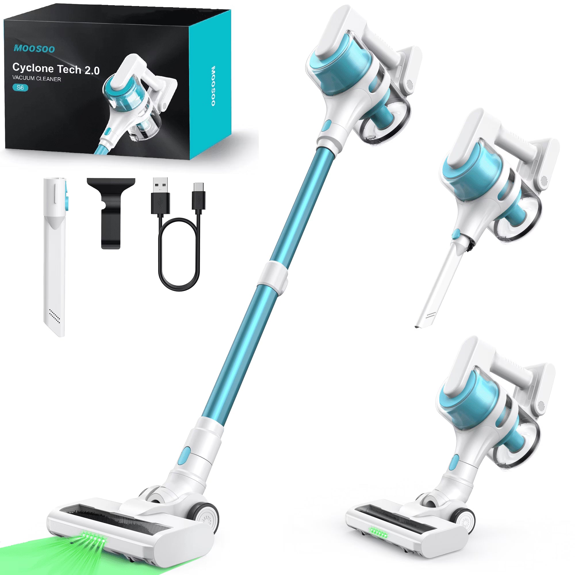 Lightweight Cordless Vacuum with Brushless Motor, 40 mins max runtime, Stick Vacuum for Hard Floor Carpet Pet Hair With Type-C Charging
