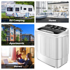 Gymax Compact Mini Twin Tub 8lbs Washing Machine Washer Spinner