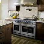 Cosmo 48" Double Oven Gas Range & Dishwasher & French Door Refrigerator Set