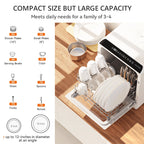 AIRMSEN Countertop Dishwasher with Salt Chamber, Portable Mini Dishwasher with 5L Built-in Water Tank, 18H Delay Start & ECO Mode, Ideal for Apartments & RVs, TDQR09