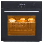 2025 New Single Wall Oven 24" Electric, 3000W Gas, 8 Cooking Functions, Convection Cooking, Touch Screen & Mechanical Knobs, Stainless Steel Built-in 2.5 Cu.ft.