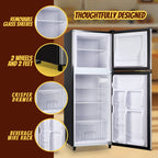 Tacool Small Mini Fridge with Top Freezer Compact Refrigerator Dual Door with Adjustable Thermostat Black for Home New