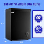 WANAI 3.5 Cubic Feet Chest Freezer Black deep Freezer with Adjustable Temp Knob Ideal for Any Room