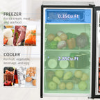 3.2 Cu.Ft Mini Fridge with Freezer, Single Door Compact Refrigerator with Adjustable Thermostat, Shelf and Reversible Door for Bedroom, Dorm, Home Office, Energy Efficient, Black