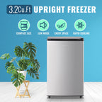 Demuller Upright Freezer 3.2 Cu.ft Freezer 7-speed Temperature Control Fix Shelves Black New