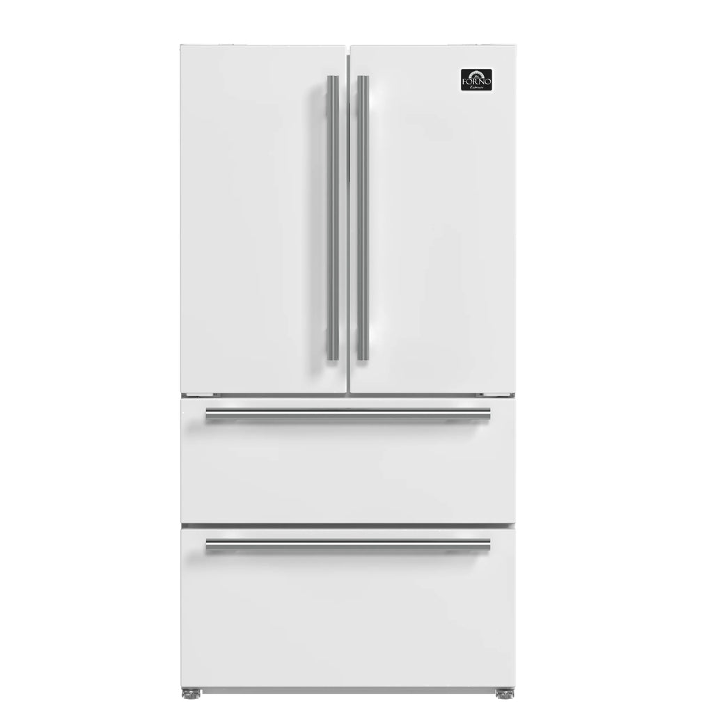 Forno Espresso Moena 36-inch French Door Refrigerator in White, 19.2 Cu.ft