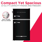 Frigidaire Retro 3.1 Cu ft Two Door Compact Refrigerator with Freezer, Red